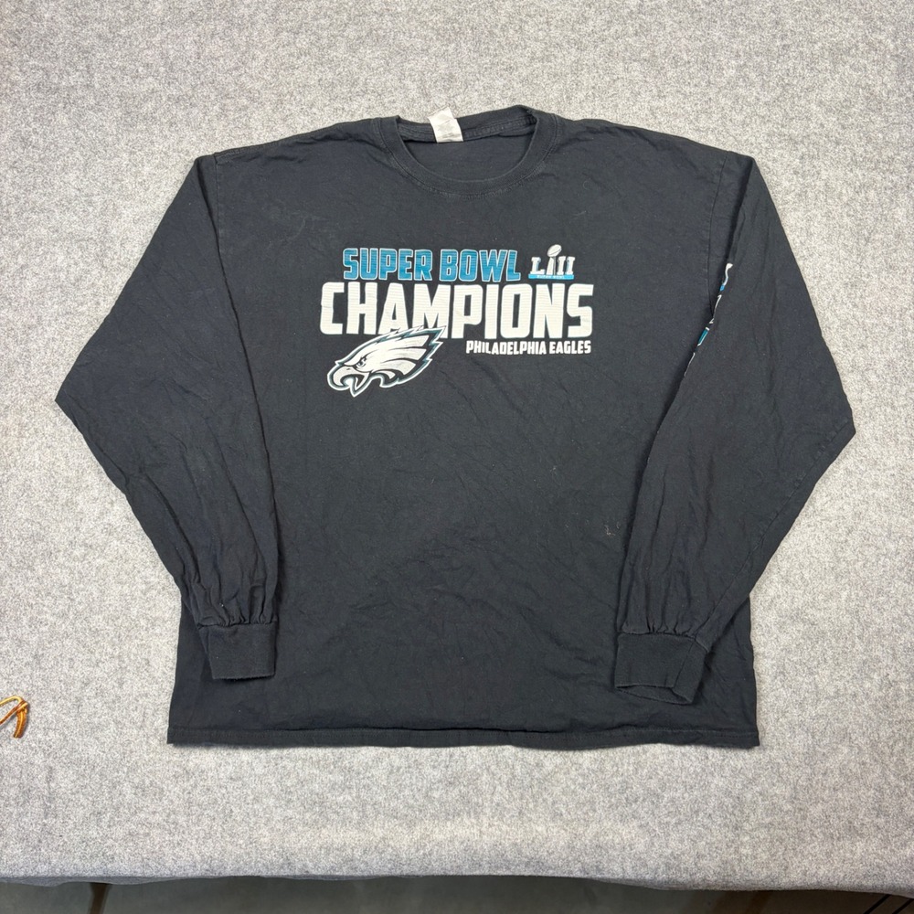 Gildan Philadelphia Eagles Super Bowl LII Champions Long Sleeve Shirt Black XL